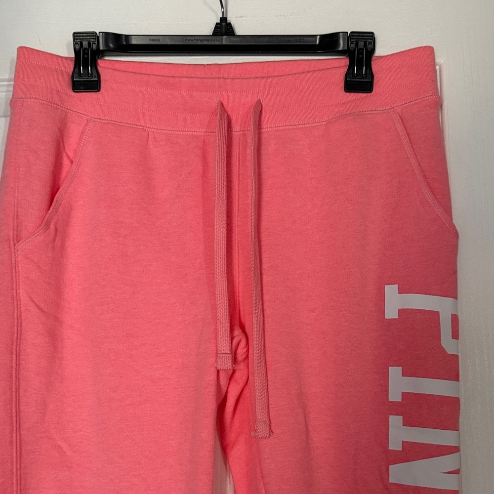 PINK Victoria's Secret Coral Pink Joggers with White Logo - Picture 4 of 7